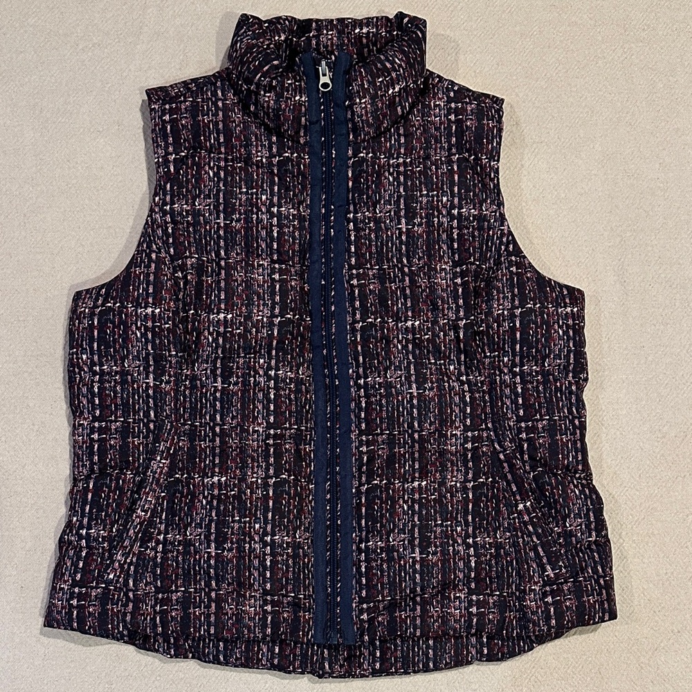 Lands' End Navy and Pink Tweed Women's Vest MP